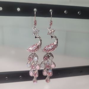 Pink & Silver Rhinestones Earrings